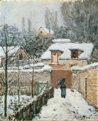 Sneeuw in Louveciennes door Alfred Sisley